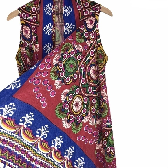 SOHO CHICK Knit Wrap Open Cardigan Fringe Floral Boho Southwestern Size Medium - Picture 5 of 10